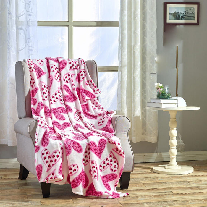 Plazatex Scarlett All Season Micro Plush Decorative Valentine Throw Blanket 50" X 60" Pink
