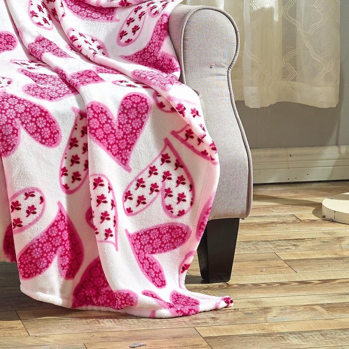 Plazatex Scarlett All Season Micro Plush Decorative Valentine Throw Blanket 50" X 60" Pink
