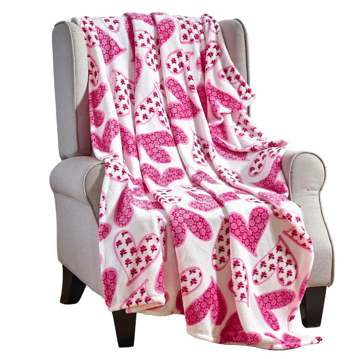Plazatex Scarlett All Season Micro Plush Decorative Valentine Throw Blanket 50" X 60" Pink