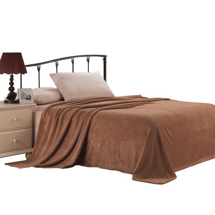 Plazatex Micro Plush Solid Parteen Soft Comfortable and Lightweight All Seasons Blanket Twin Taupe