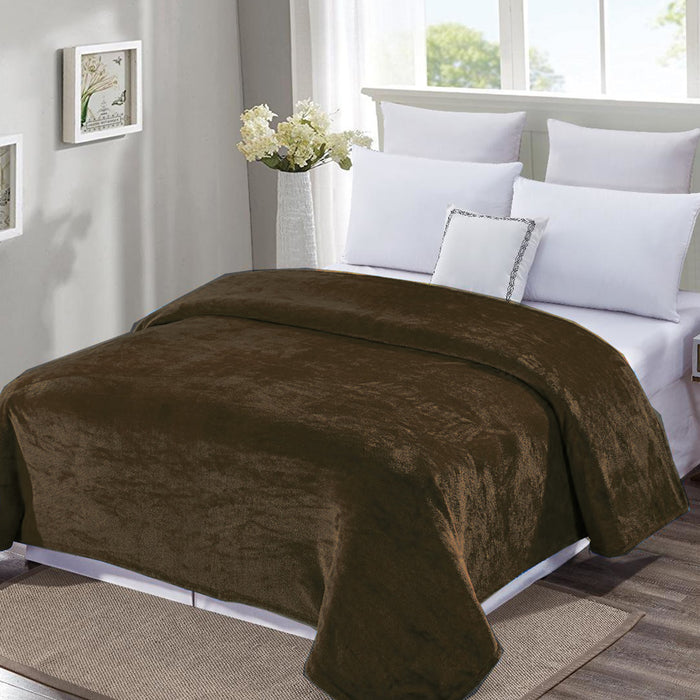Plazatex Micro Plush Solid Parteen Soft Comfortable and Lightweight All Seasons Blanket Twin Chocolate