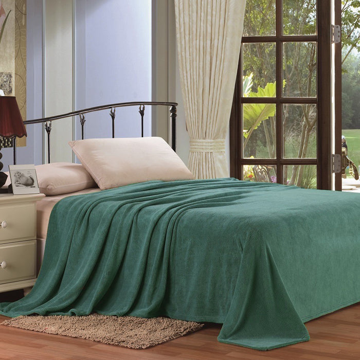 Plazatex Micro Plush Solid Parteen Soft Comfortable and Lightweight All Seasons Blanket Twin Green