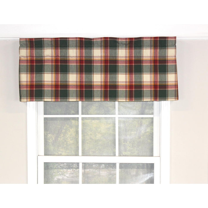 RLF Home Cabin Plaid Tailored 100% Cotton with Fully Lined 3" Rod Pocket Valnance for Windows 50" x 14" Forest