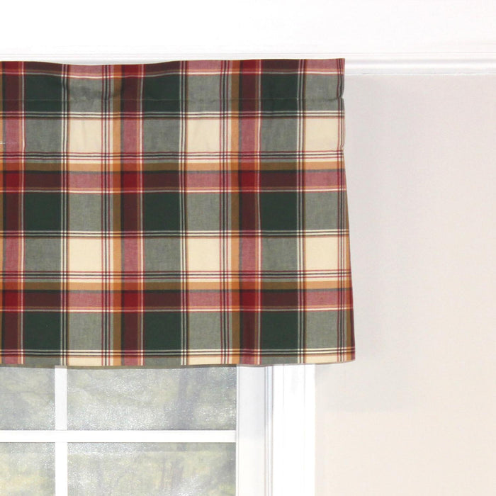 RLF Home Cabin Plaid Tailored 100% Cotton with Fully Lined 3" Rod Pocket Valnance for Windows 50" x 14" Forest