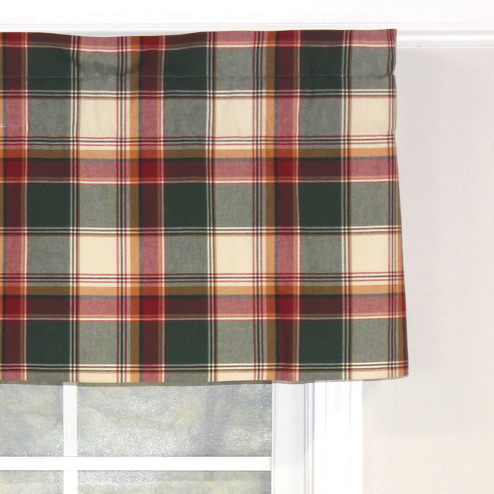 RLF Home Cabin Plaid Tailored 100% Cotton with Fully Lined 3" Rod Pocket Valnance for Windows 50" x 14" Forest