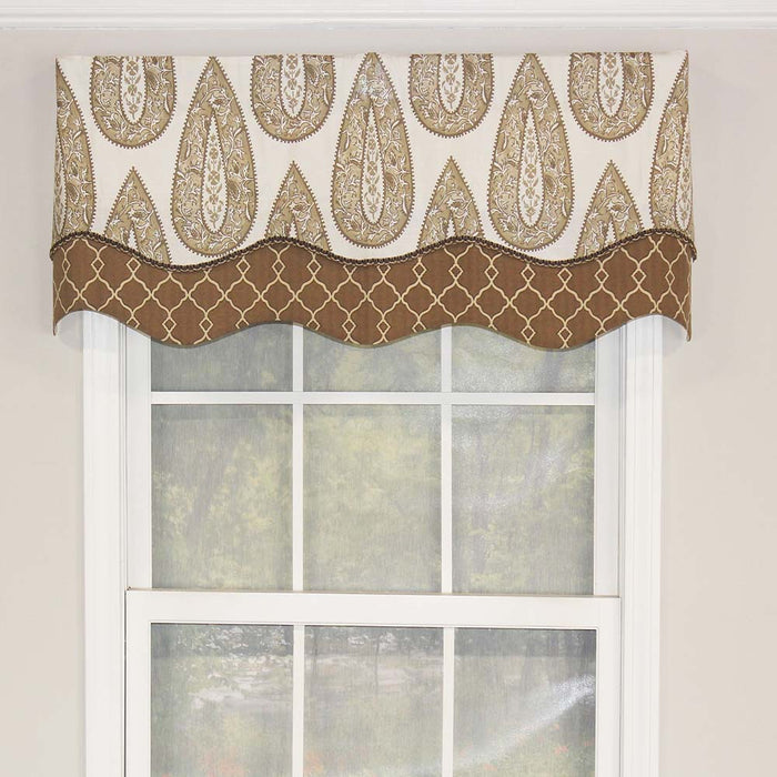 RLF Home Yorkshire Window Treatment Glory Premium Quality Valance 3" Rod Pocket 50" x 16" Cafe