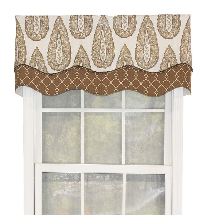 RLF Home Yorkshire Window Treatment Glory Premium Quality Valance 3" Rod Pocket 50" x 16" Cafe