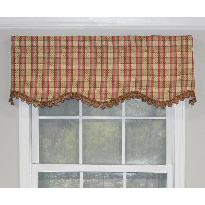 RLF Home Bazaar Plaid Trimmed Provance 100% Cotton with Fully Lined 3" Rod Pocket Valnance for Windows 50" x 15" Cornflower