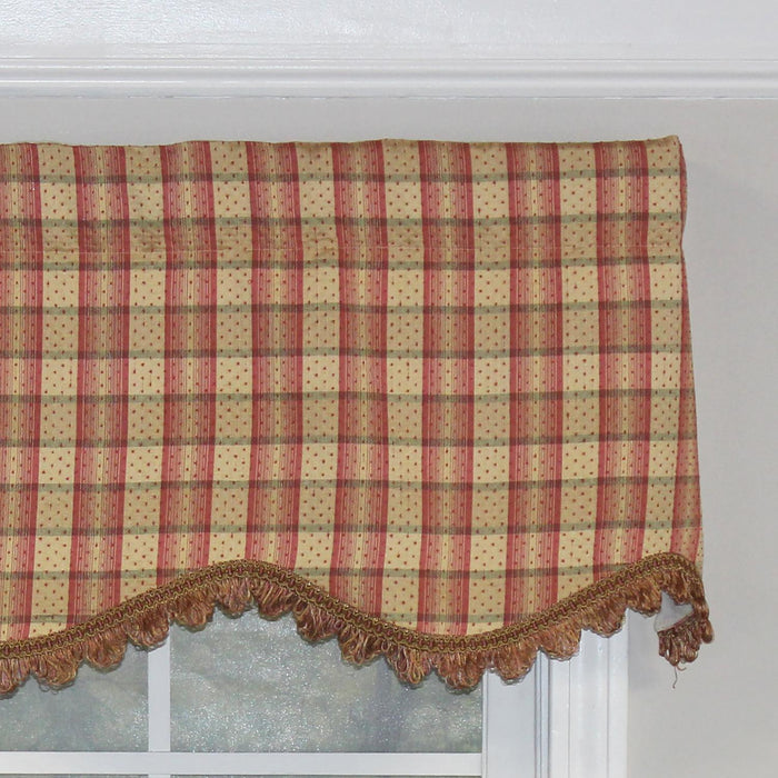 RLF Home Bazaar Plaid Trimmed Provance 100% Cotton with Fully Lined 3" Rod Pocket Valnance for Windows 50" x 15" Cornflower
