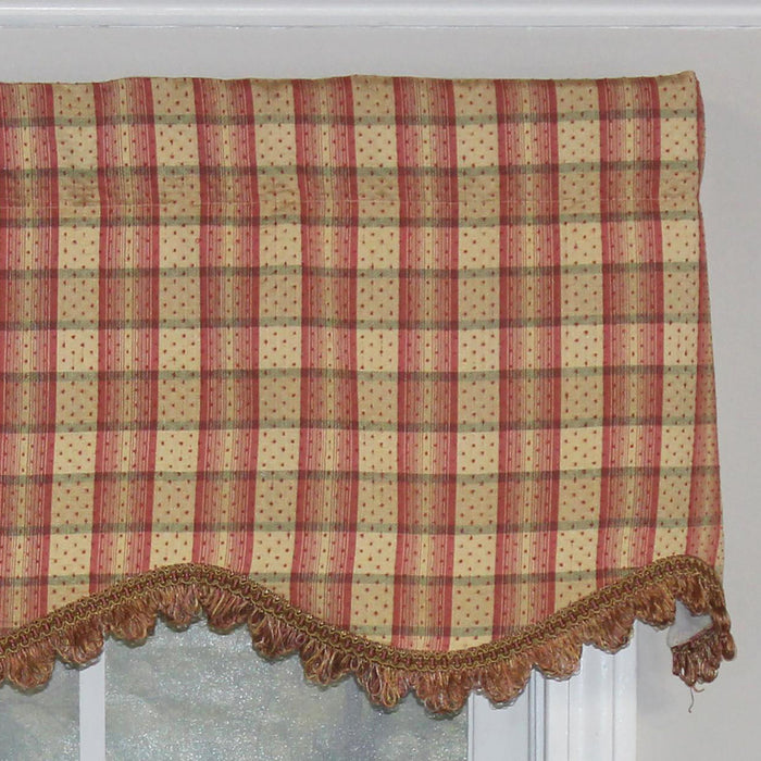 RLF Home Bazaar Plaid Trimmed Provance 100% Cotton with Fully Lined 3" Rod Pocket Valnance for Windows 50" x 15" Cornflower