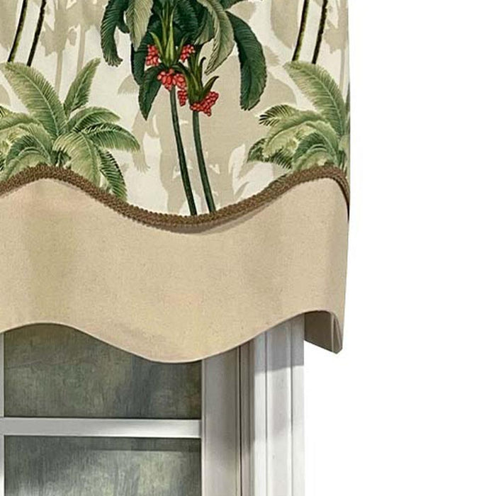 RLF Home Shadow Gimp Trim Detail Printed Palm Glory High Quality Valance 3" Rod Pocket 50" x 16" Aloe Green