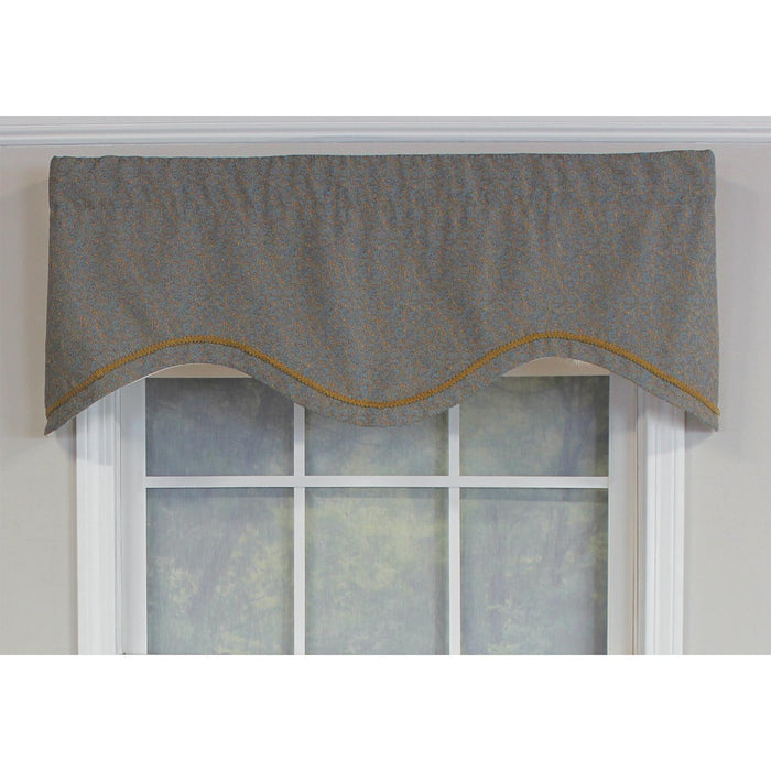 RLF Home Bluebell Trimmed Cornice 100% Cotton with Fully Lined 3" Rod Pocket Valnance for Windows 50" x 17" Blue