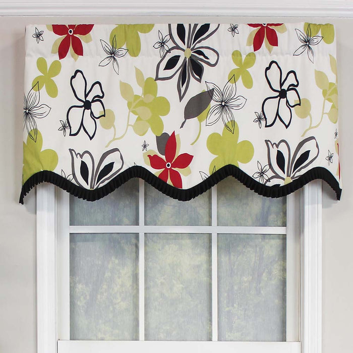 RLF Home Aria Ruffled Window Treatment Provance Premium Quality Valance 3" Rod Pocket 50" x 17" Multi/Ivory