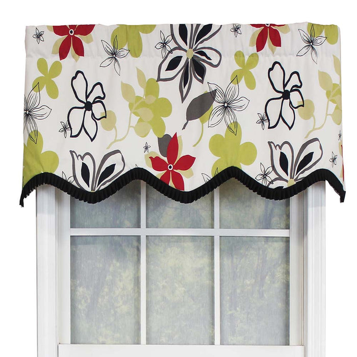 RLF Home Aria Ruffled Window Treatment Provance Premium Quality Valance 3" Rod Pocket 50" x 17" Multi/Ivory