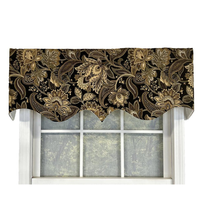 Valdosta Regal Style 3" Rod Pocket Valance 50" x 17" Black by RLF Home