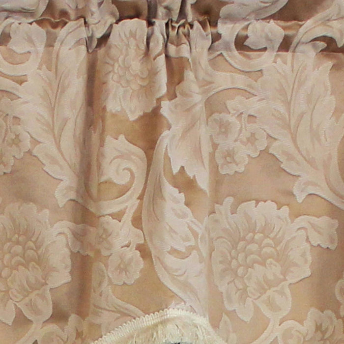 RLF Home Brocade Trimmed Provance 100% Cotton with Fully Lined 3" Rod Pocket Valnance for Windows 50" x 15" Taupe