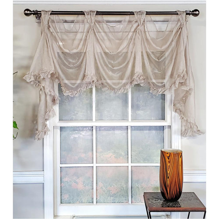 RLF Home Luxurious Modern Design Classic Sheers Victory Swag 3-Scoop Window Valance 50" x 25"