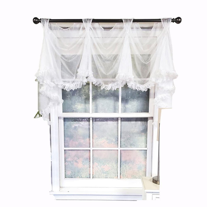 RLF Home Luxurious Modern Design Classic Sheers Victory Swag 3-Scoop Window Valance 50" x 25"