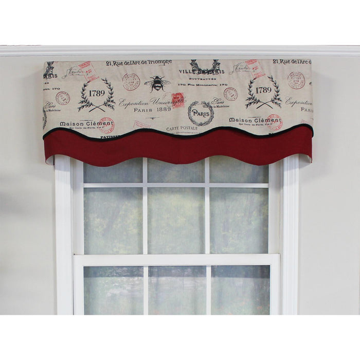 RLF Home Mason Trimmed Glory 100% Cotton with Fully Lined 3" Rod Pocket Valnance for Windows 50" x 16" Linen
