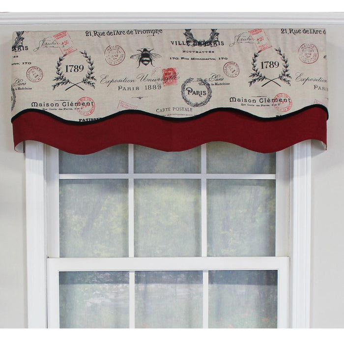 RLF Home Mason Trimmed Glory 100% Cotton with Fully Lined 3" Rod Pocket Valnance for Windows 50" x 16" Linen