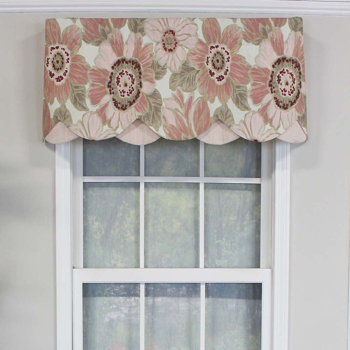 RLF Home Verona Petticoat Modern Premium Design Printed Valance 3" Rod Pocket 50" x 15" Blossom Pink