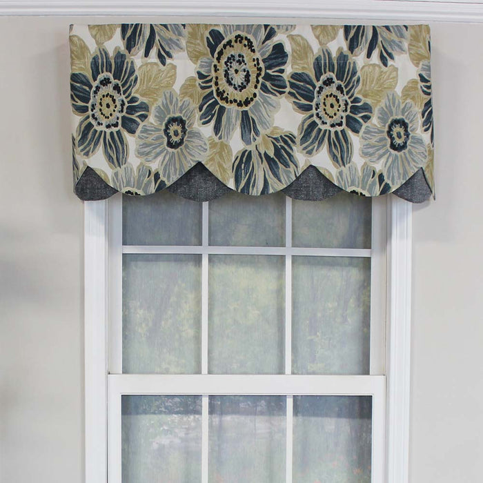 RLF Home Verona Petticoat Modern Premium Design Printed Valance 3" Rod Pocket 50" x 15" Blue/Gray