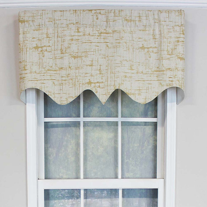 RLF Home Zino Gold Thin Lines Regal Window Treatment High Quality Valance 3" Rod Pocket 50" x 17" Gold/Ivory