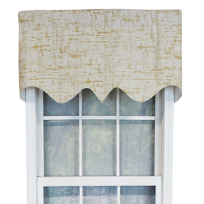 RLF Home Zino Gold Thin Lines Regal Window Treatment High Quality Valance 3" Rod Pocket 50" x 17" Gold/Ivory