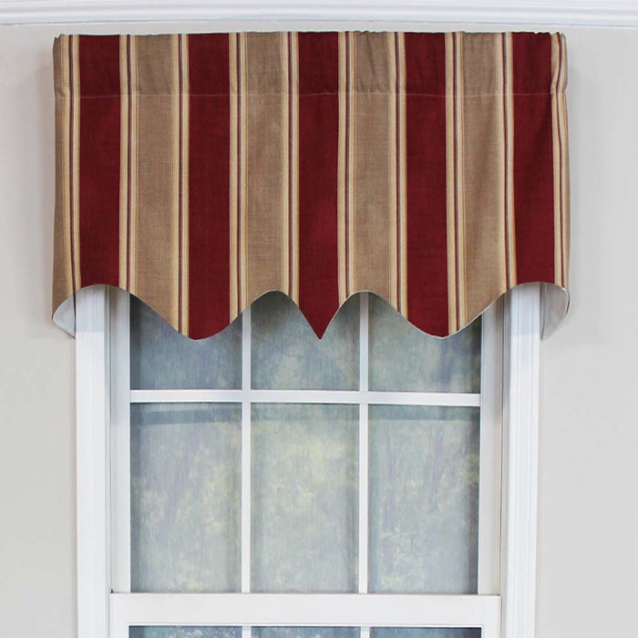 RLF Home Bodega Stripe Window Treatment Regal Premium Quality Valance 3" Rod Pocket 50" x 17" Mauve Red