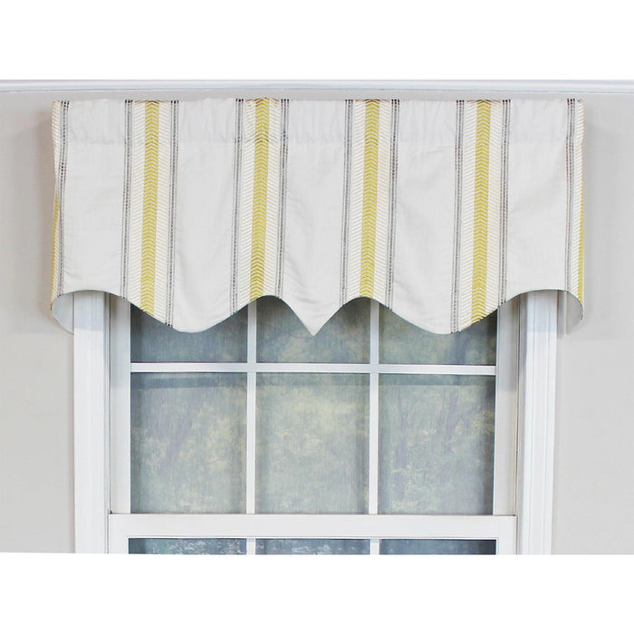 RLF Home Lemon Stripe Regal  100% Cotton with Fully Lined 3" Rod Pocket Valnance for Windows 50" x 17" Cream