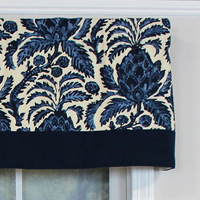 RLF Home Awilda Banded 100% Cotton with Fully Lined 3" Rod Pocket Valnance for Windows 50" x 15" Blue