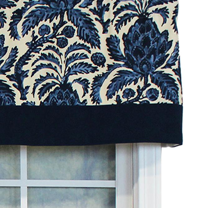 RLF Home Awilda Banded 100% Cotton with Fully Lined 3" Rod Pocket Valnance for Windows 50" x 15" Blue