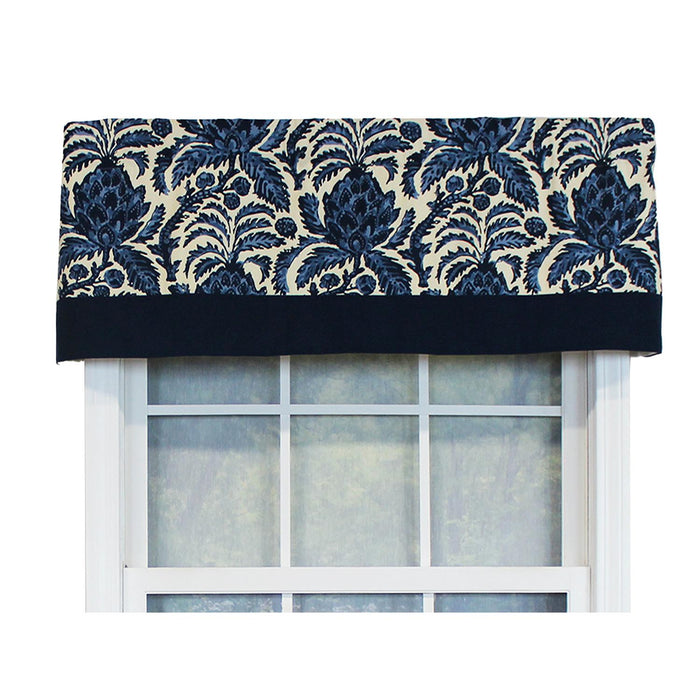RLF Home Awilda Banded 100% Cotton with Fully Lined 3" Rod Pocket Valnance for Windows 50" x 15" Blue