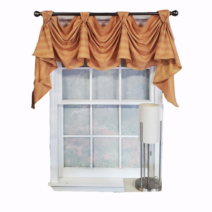 RLF Home Modern Design Orange Lane Victory Swag 3-Scoop Window Valance 50" x 25" Mustard