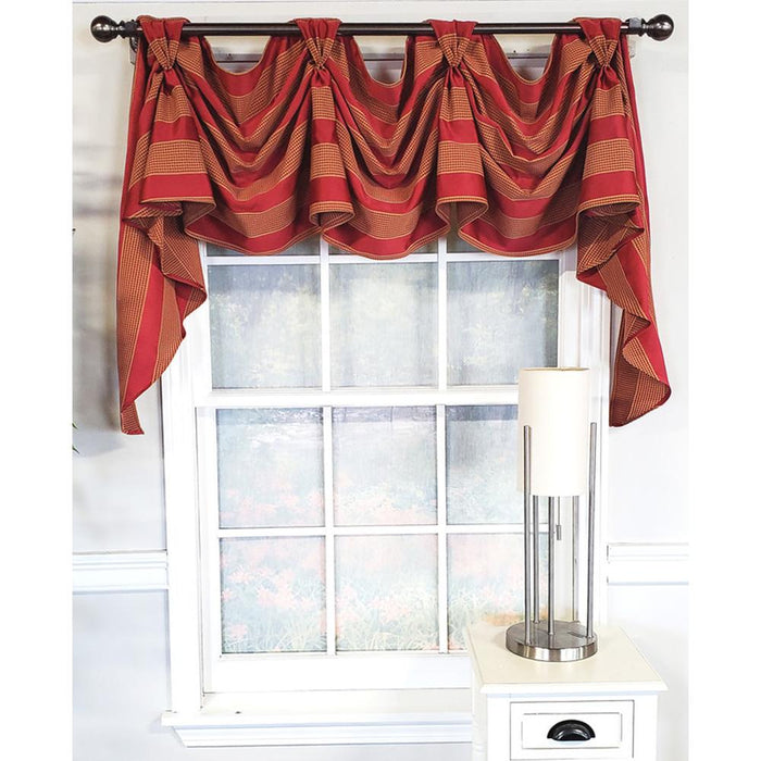 RLF Home Luxurious Modern Design Ribbon Stripe Victory Swag 3-Scoop Window Valance 50" x 25"