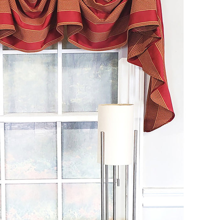 RLF Home Luxurious Modern Design Ribbon Stripe Victory Swag 3-Scoop Window Valance 50" x 25"