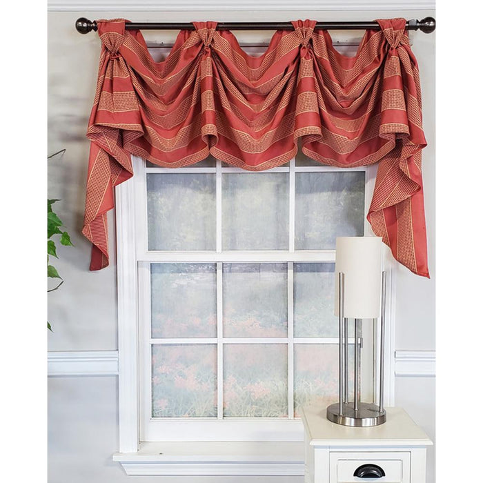 RLF Home Luxurious Modern Design Ribbon Stripe Victory Swag 3-Scoop Window Valance 50" x 25"