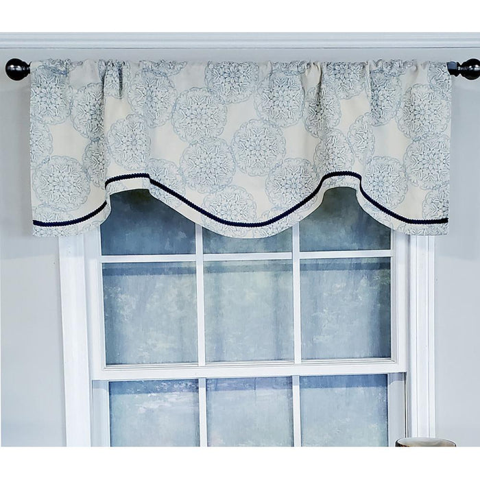 RLF Home Modern Design Classic Spindrift Cornice Style Window Valance 50" x 17" Blue