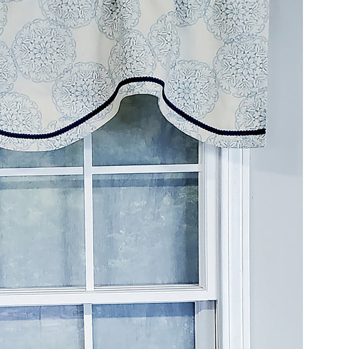 RLF Home Modern Design Classic Spindrift Cornice Style Window Valance 50" x 17" Blue