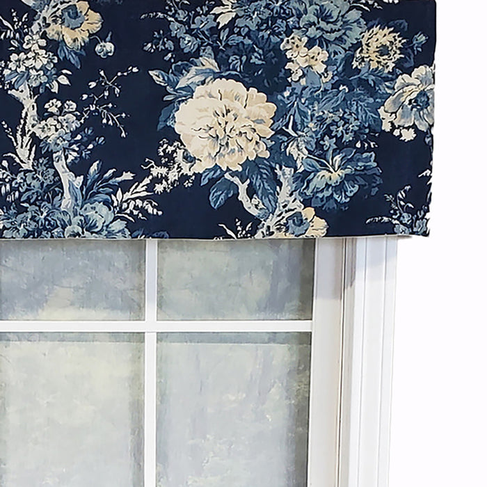 RLF Home Modern Design Classic Midnight Tailored Style Window Valance 50" x 14" Navy