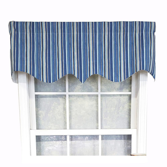 RLF Home Modern Design Classic Beach Stripe Regal Style Window Valance 50" x 17" Blue