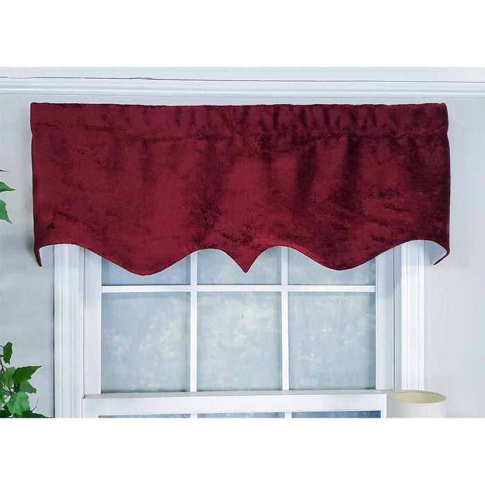 RLF Home Modern Design Classic Pile High Regal Style Window Valance 50" x 17" Burgundy