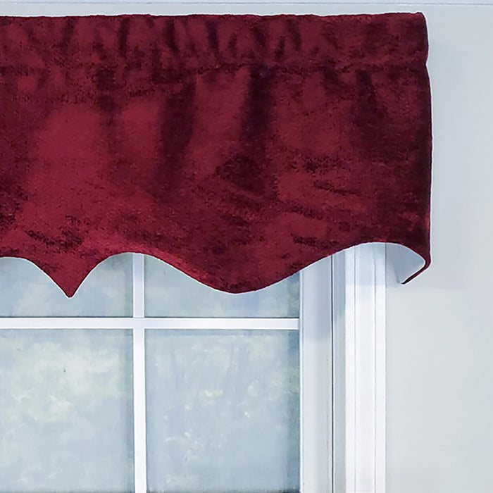 RLF Home Modern Design Classic Pile High Regal Style Window Valance 50" x 17" Burgundy