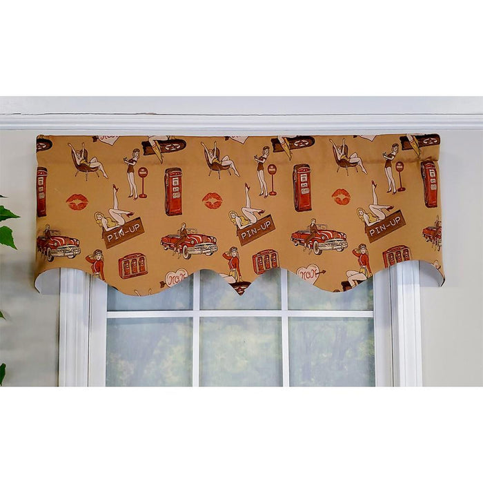 RLF Home Modern Design Classic Pin-Up Regal Style Window Valance 50" x 17" Light Oak