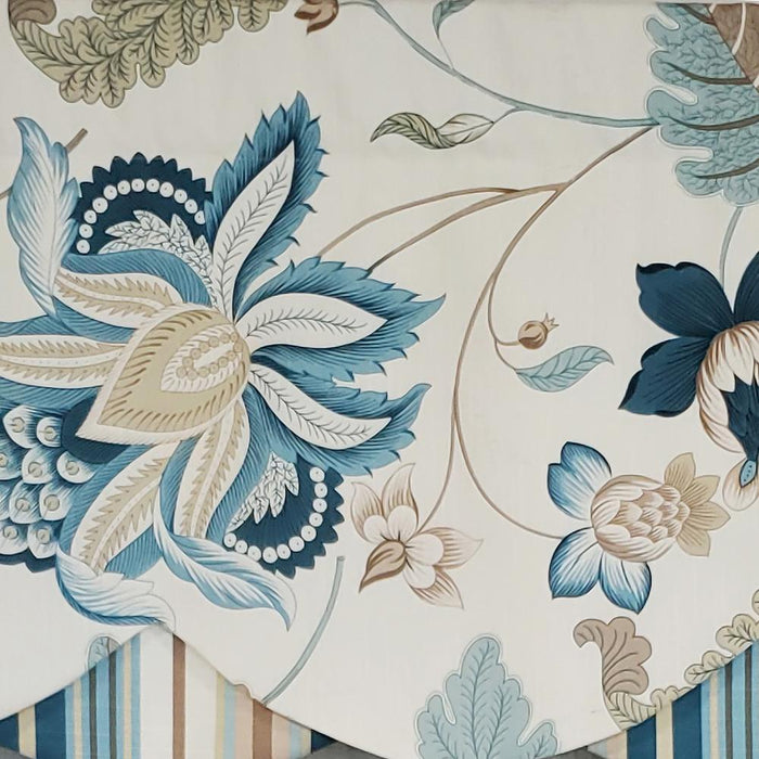 RLF Home Samanta 100% Cotton Luxurious Lining Stripe Rod Pocket Petticoat Valance 50" x 15" Blue