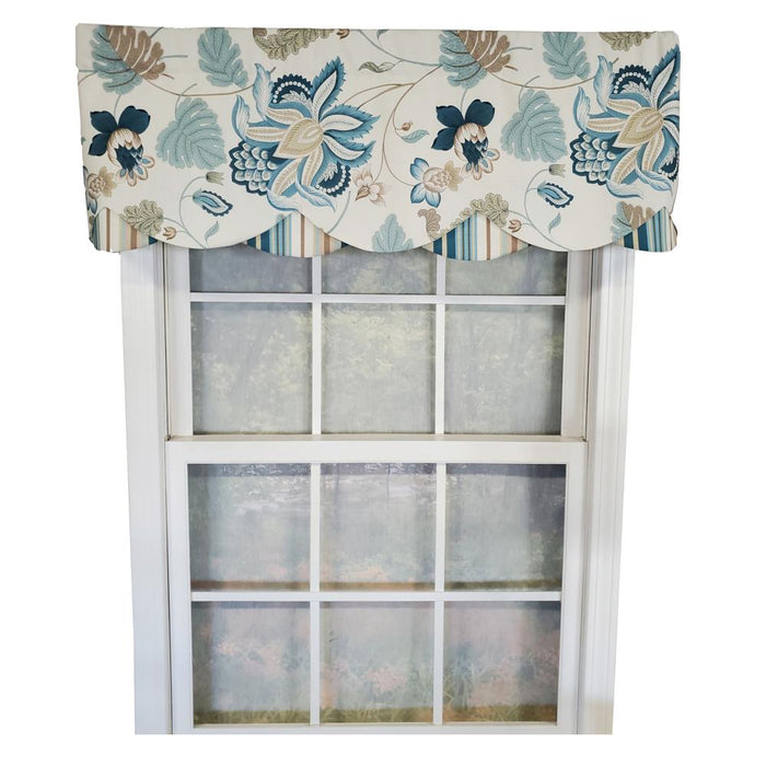 RLF Home Samanta 100% Cotton Luxurious Lining Stripe Rod Pocket Petticoat Valance 50" x 15" Blue