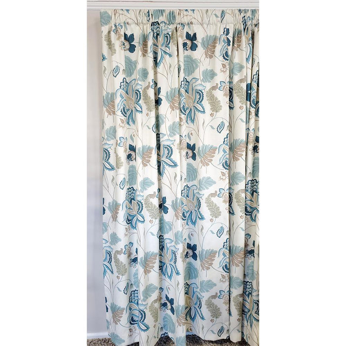 RLF Home Samanta Window Treatment 100% Cotton High-Quality Decorator Fabric Fully Lined Curtain Panels Blue