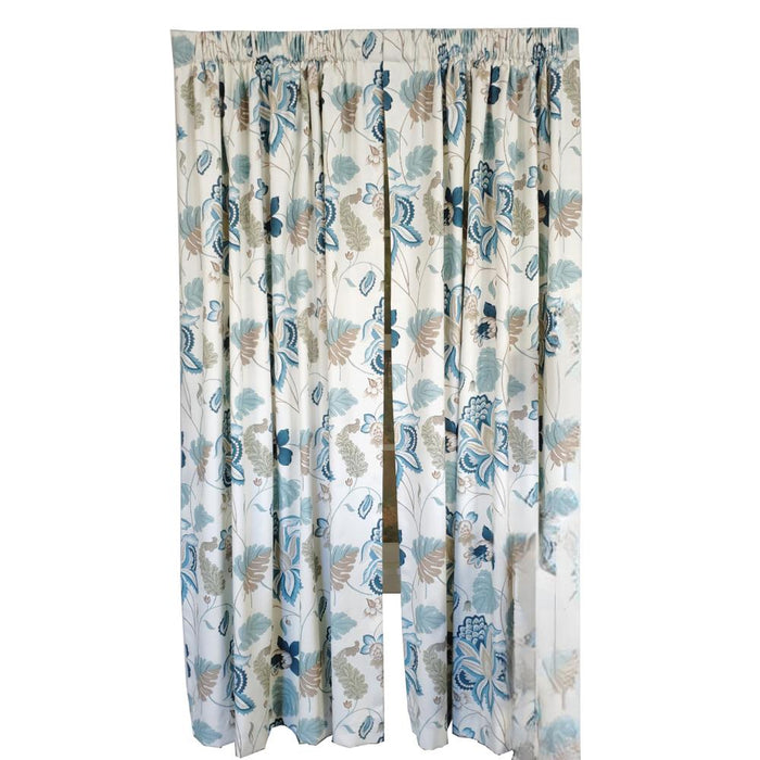 RLF Home Samanta Window Treatment 100% Cotton High-Quality Decorator Fabric Fully Lined Curtain Panels Blue