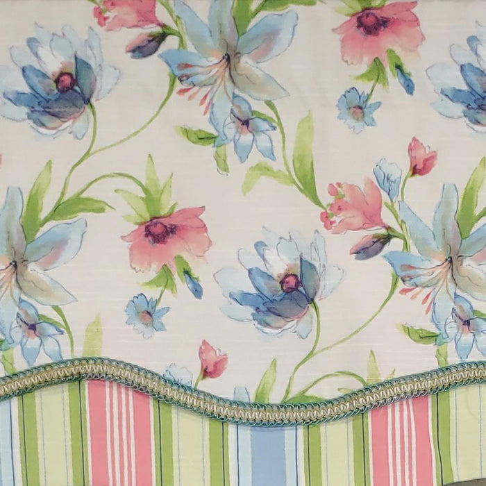 RLF Home Flowers Bloom Glory 100% Cotton Floral Design with Gimp Trim Lining Spot Clean Valance 50"x16" Multicolor
