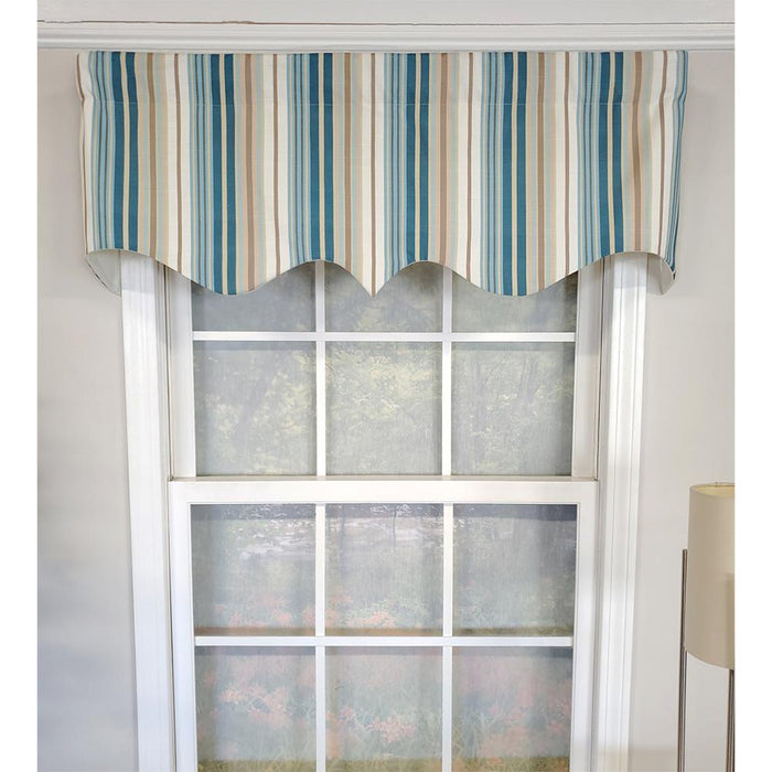 RLF Home Elisa Stripe Regal 100% Cotton with Fully Lined 3" Rod Pocket High Quality Spot Clean Valance 50" x 17" Blue